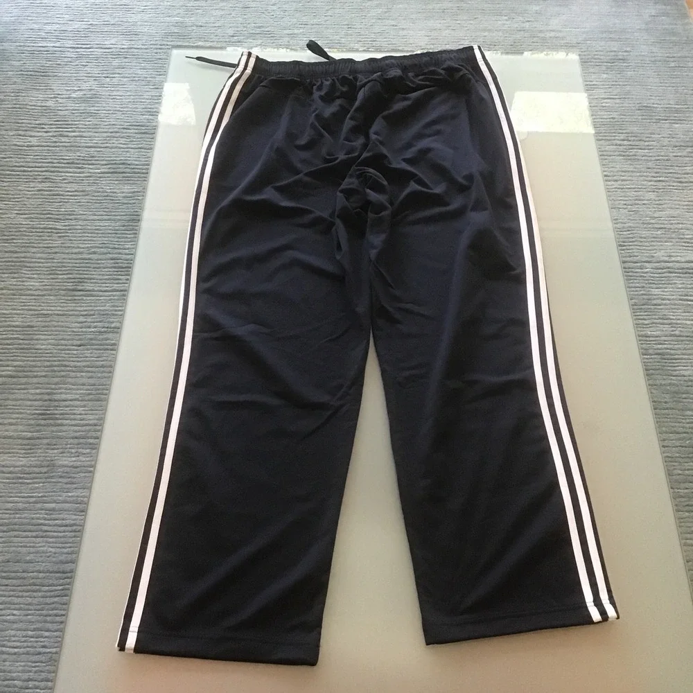 Adidas Mens 2XL Navy Blue 3-Stripe Track Pants Athletic Gym Drawstring 2X
